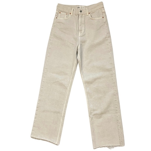 Zara Light Gray Straight Leg Jeans High-Waisted - Picture 2 of 10